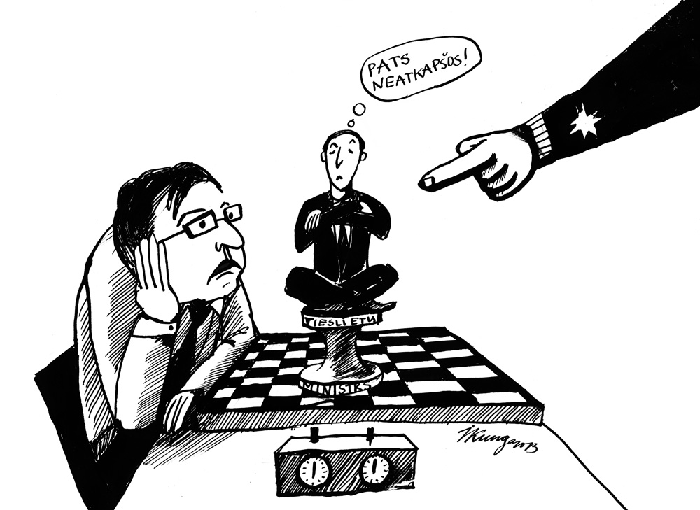 13-11-2013 VL-TB/LNNK: — Šahs un mats! Dombrovskis: — Ļaujiet padomāt.