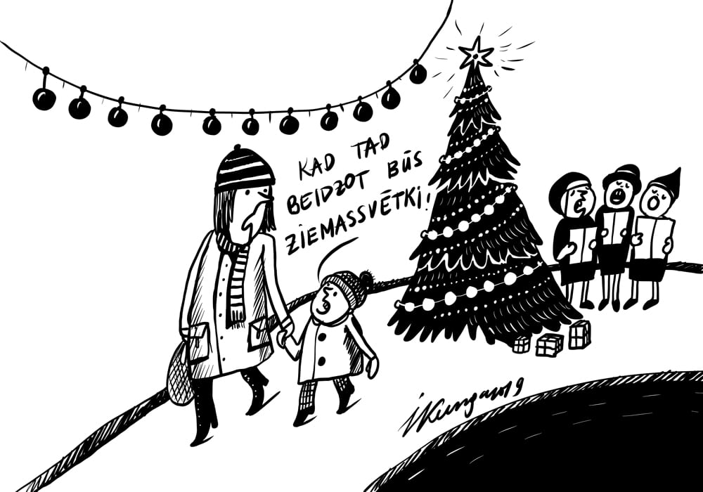Karikatura_09-12-2019 / Visur dziesmas un dāvanas veikalos, kad tad beidzot būs Ziemassvētki?