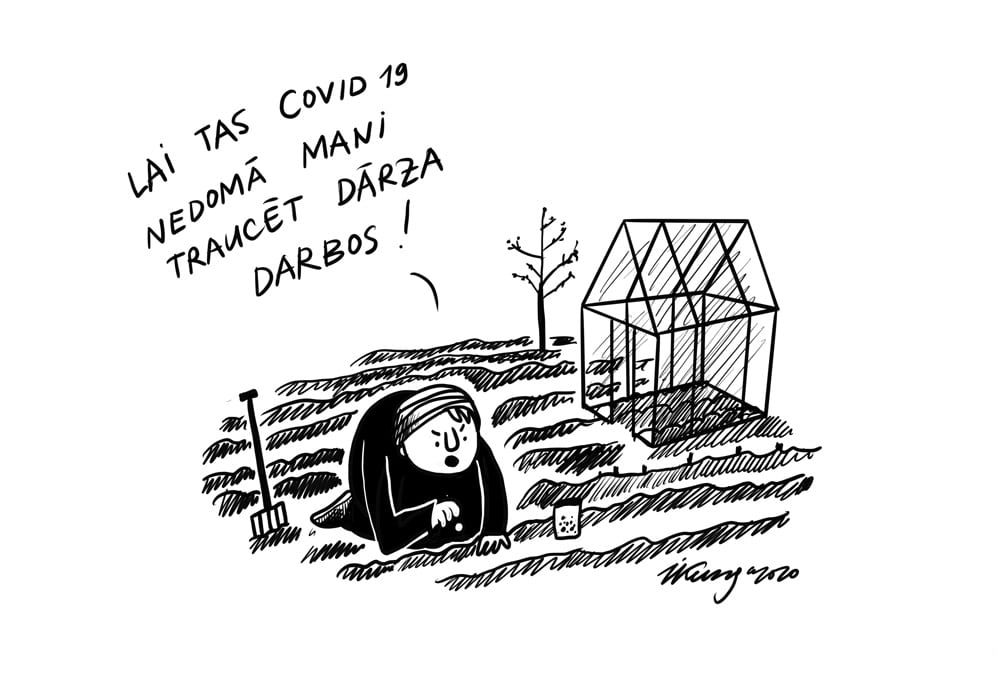 Karikatura_22-04-2020 / COVID 19 - Dārza darbi