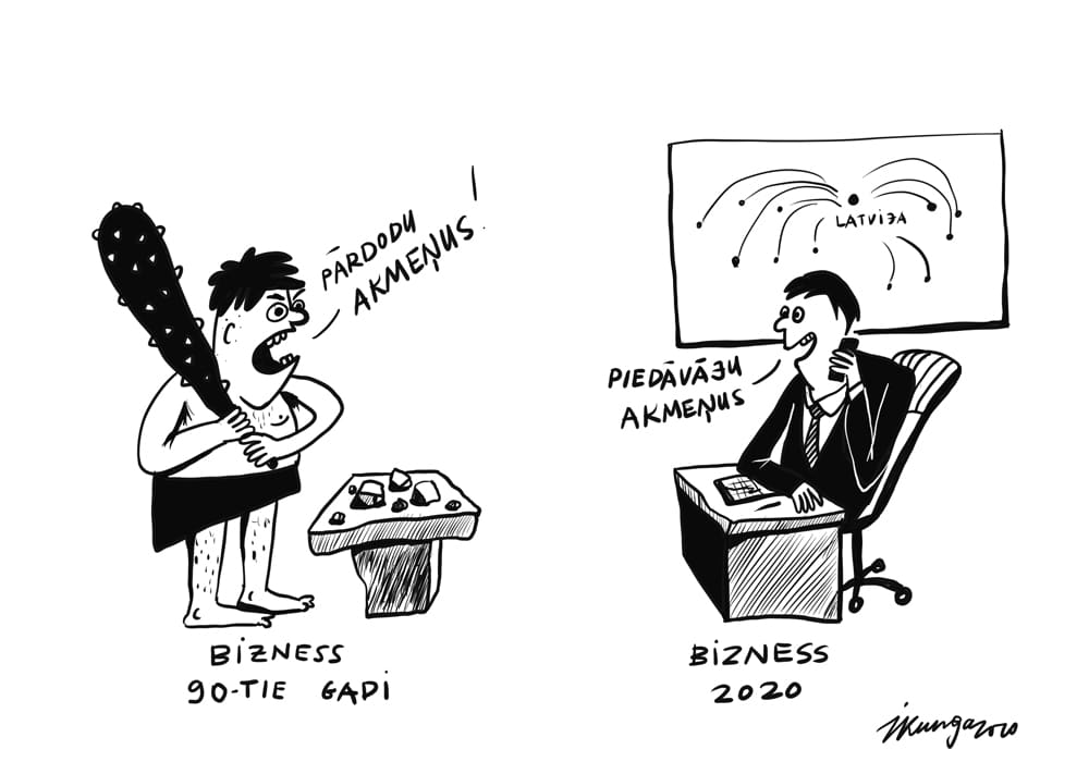 Karikatura_28-10-2020 / Privātajam biznesam Latvijā aprit 30 gadu.