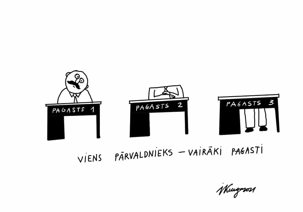 Karikatura_29-09-2021 - Jaunais Saldus novada pārvaldes modelis.